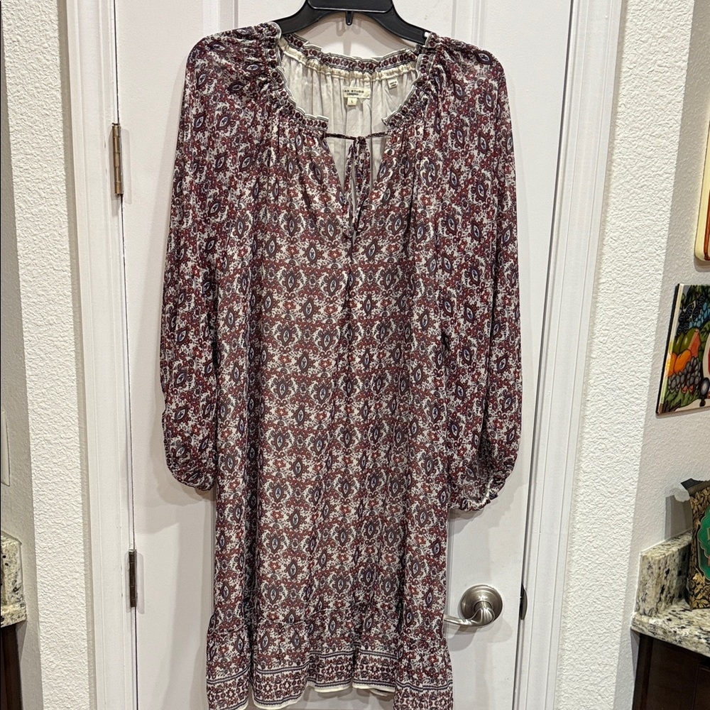 Max Studio Cream and Rust Patterned Dress